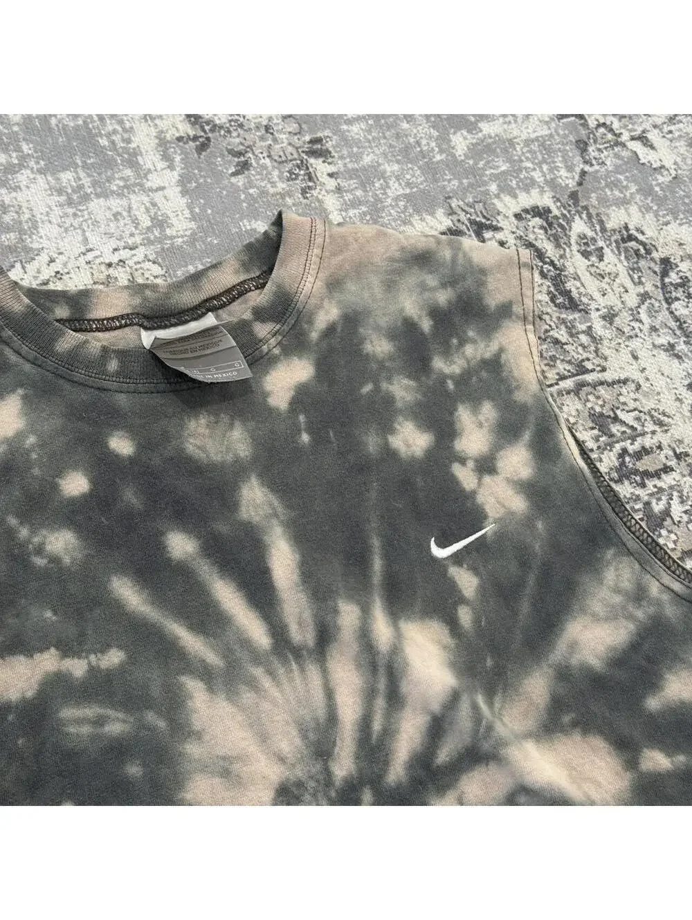 Vintage Nike Y2K Bleach Tie Dye Muscle Tank Top Youth L